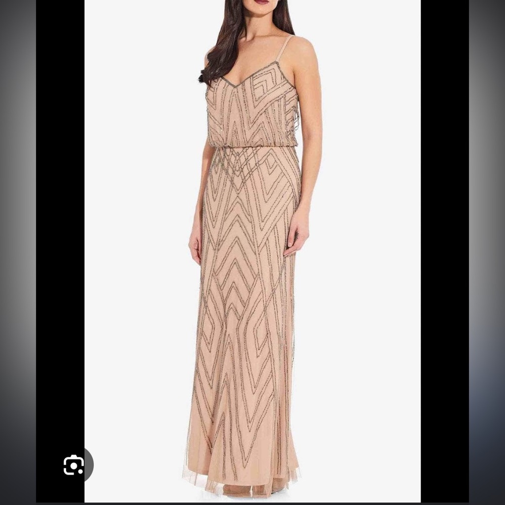 NWT Adrianna Papell Sleeveless Blouson Beaded Gown